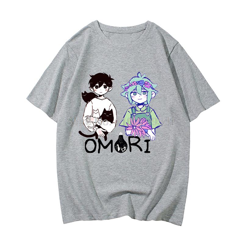 Omori Game Sunny and Basil Tshirt Summer Short Sleeve Fashion Print T shirt Cartoon Men T 2 - Omori Plush