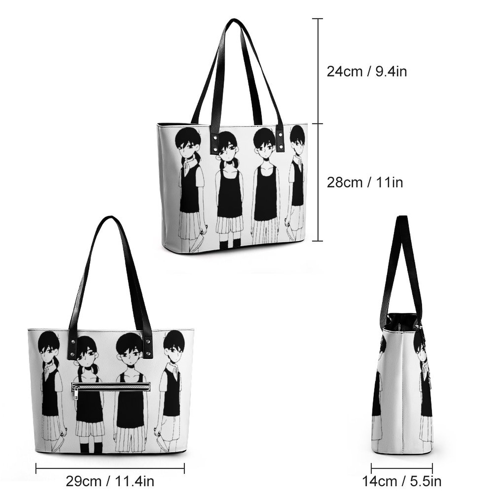 Omori Twins Handbags Video Game Aesthetic Shoulder Bag Work PU Leather Tote Bag Lady Ziplock Custom 1 - Omori Plush