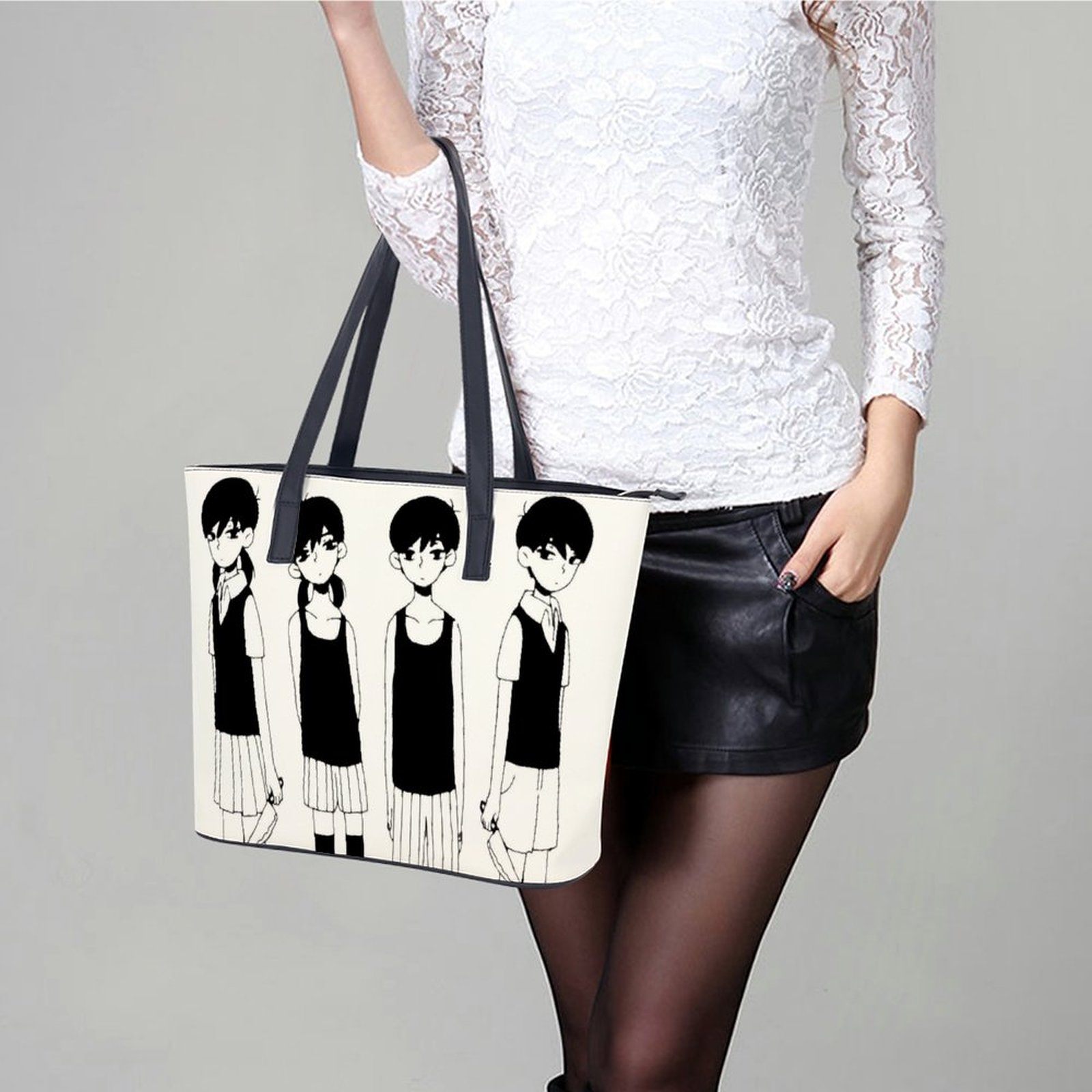Omori Twins Handbags Video Game Aesthetic Shoulder Bag Work PU Leather Tote Bag Lady Ziplock Custom 5 - Omori Plush